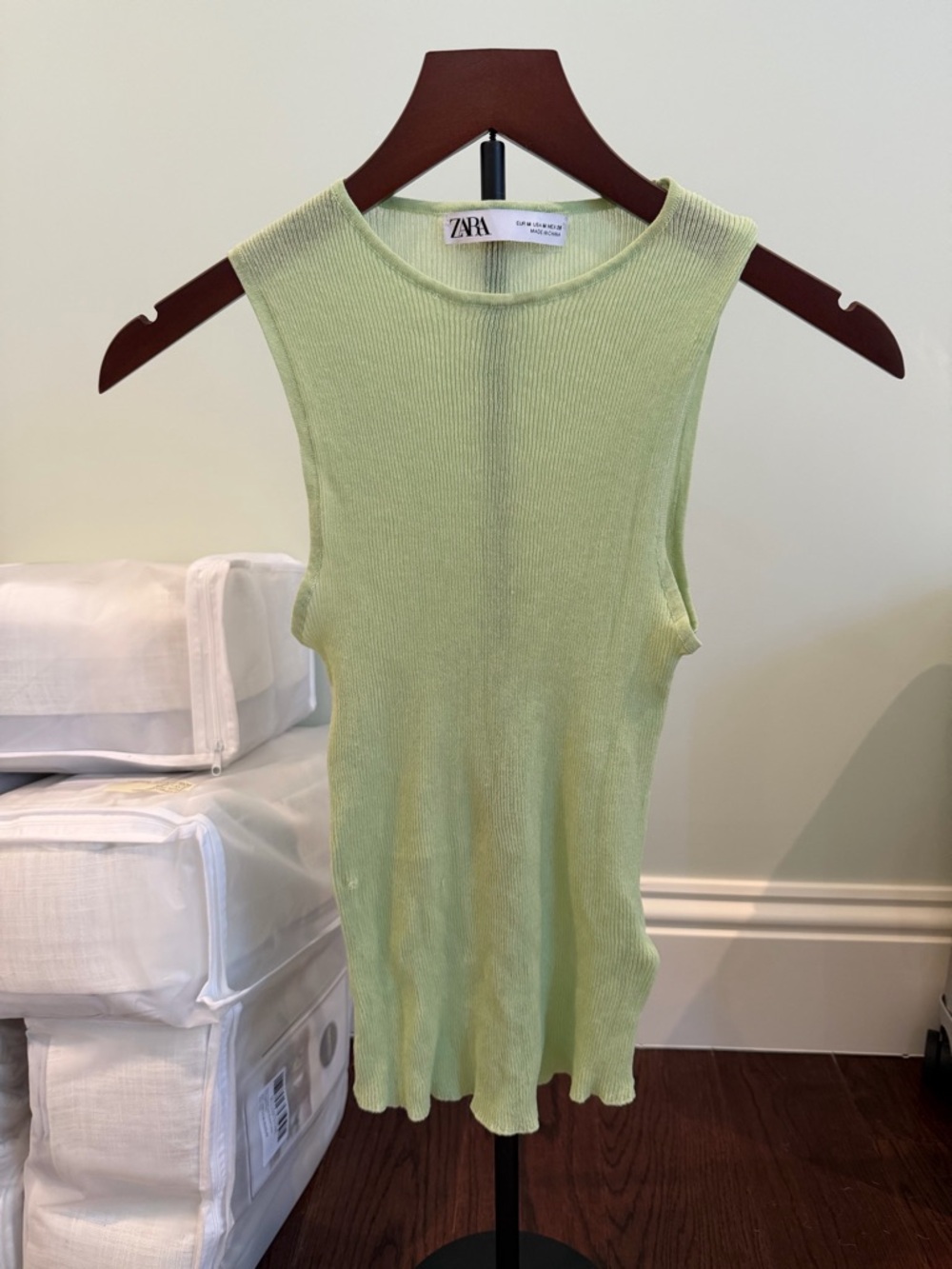ZARA Light Lime Ribbed Tank Top